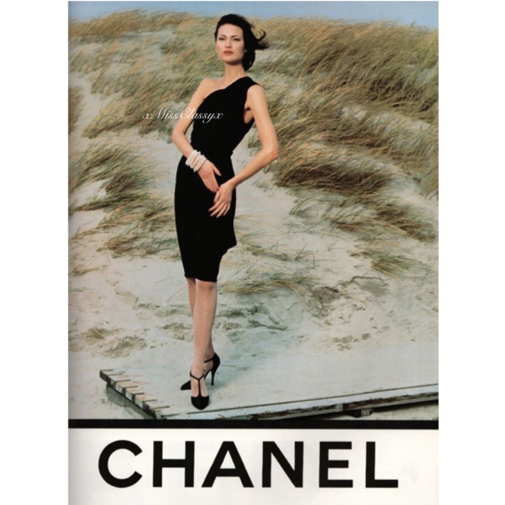 ✨Vintage EXTREMELY RARE CHANEL Ad Campaign CC Logo Button One Shoulder Dress
